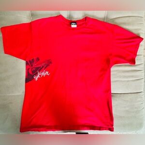 🪴 Quicksilver Large Red Graphic T-Shirt Y2K Vintage EUC